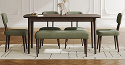 Lyno 97x160 Cm Sabit Yemek Masası Takımı (Bench&4Lü Roa) - Kadife