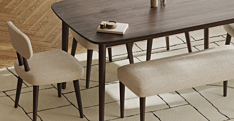 Lyno 97x160 Cm Sabit Yemek Masası Takımı (Bench&4Lü Roa) - Bukle