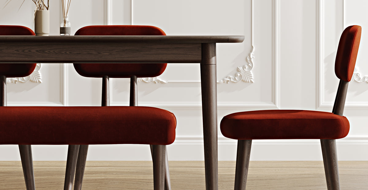 Lyno 97x160 Cm Sabit Yemek Masası Takımı (Bench&4Lü Roa) - Kadife