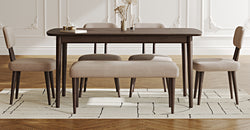 Lyno 97x160 Cm Sabit Yemek Masası Takımı (Bench&4Lü Roa) - Kadife