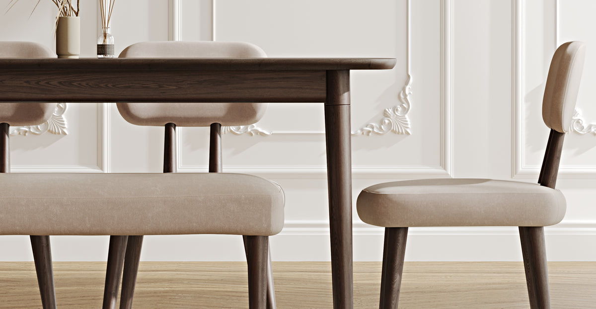 Lyno 97x160 Cm Sabit Yemek Masası Takımı (Bench&4Lü Roa) - Kadife