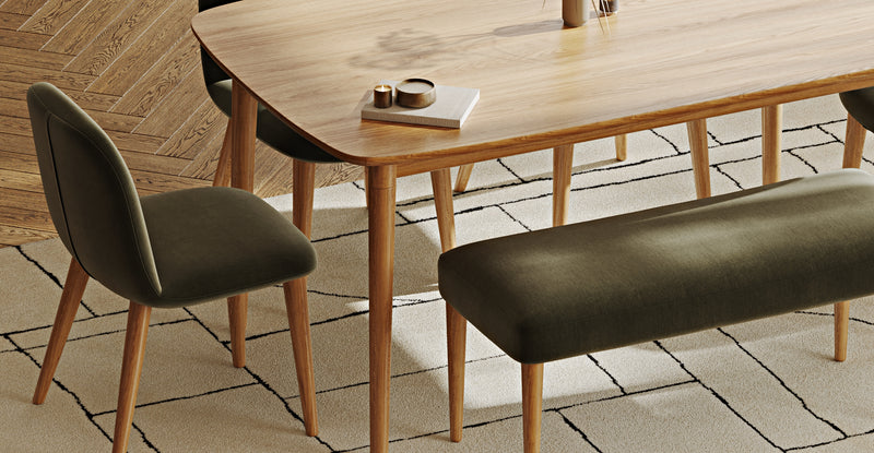Lyno 97x160 Sabit Yemek Masası Takımı (Roa Bench & 4 Venn Sandalye) - Performans Keten