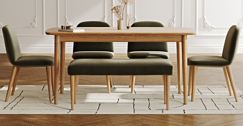 Lyno 97x160 Sabit Yemek Masası Takımı (Roa Bench & 4 Venn Sandalye) - Performans Keten