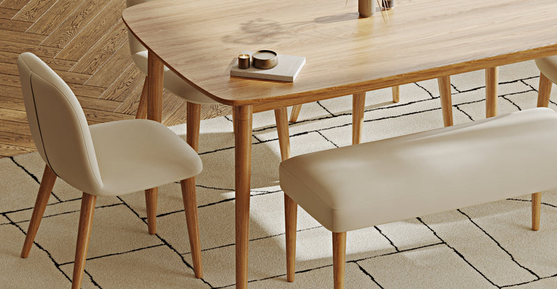 Lyno 97x160 Sabit Yemek Masası Takımı (Roa Bench & 4 Venn Sandalye) - Performans Kadife