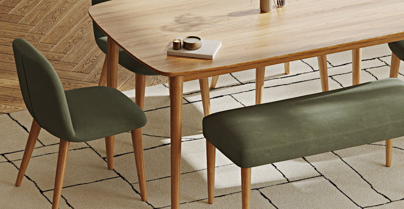 Lyno 97x160 Sabit Yemek Masası Takımı (Roa Bench & 4 Venn Sandalye) - Kadife