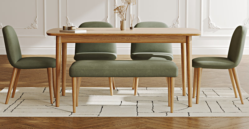 Lyno 97x160 Sabit Yemek Masası Takımı (Roa Bench & 4 Venn Sandalye) - Kadife
