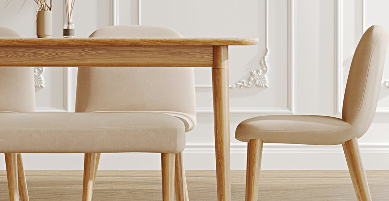 Lyno 97x160 Sabit Yemek Masası Takımı (Roa Bench & 4 Venn Sandalye) - Kadife