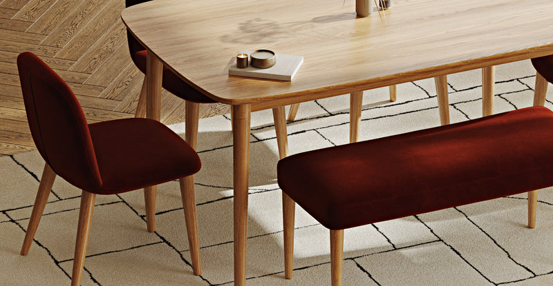 Lyno 97x160 Sabit Yemek Masası Takımı (Roa Bench & 4 Venn Sandalye) - Kadife