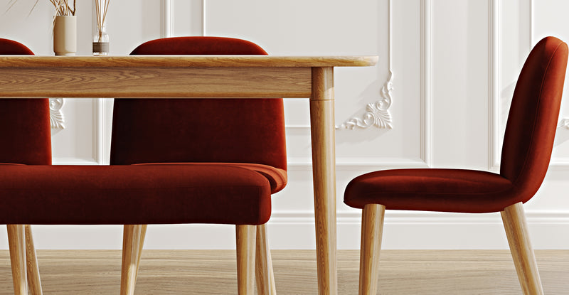 Lyno 97x160 Sabit Yemek Masası Takımı (Roa Bench & 4 Venn Sandalye) - Kadife