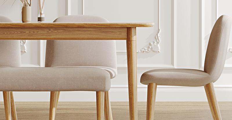 Lyno 97x160 Sabit Yemek Masası Takımı (Roa Bench & 4 Venn Sandalye) - Kadife