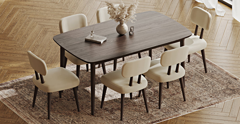 Lyno 97x160 Cm Sabit Yemek Masası Takımı (6Lı Roa) - Performans Kadife