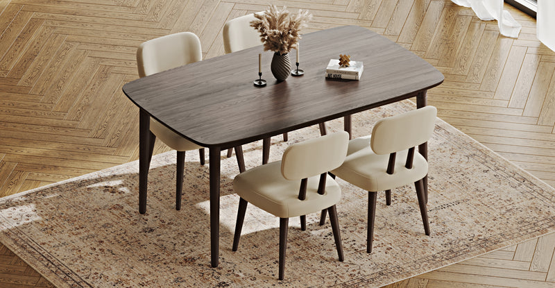 Lyno 97x160 Cm Sabit Yemek Masası Takımı (4 Roa Sandalye) - Performans Kadife