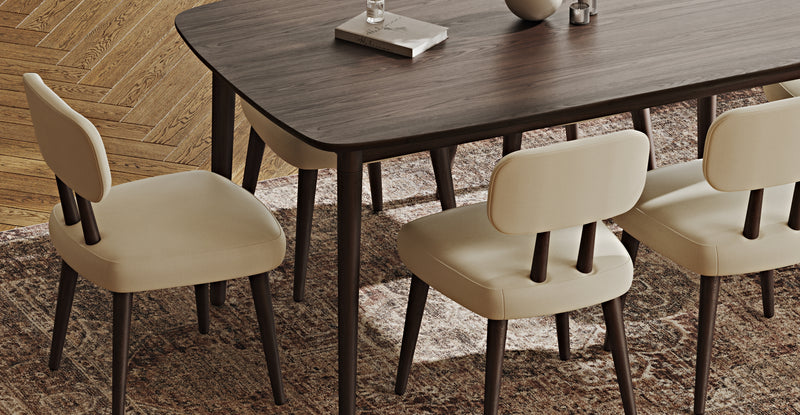 Lyno 97x160 Cm Sabit Yemek Masası Takımı (6Lı Roa) - Performans Kadife