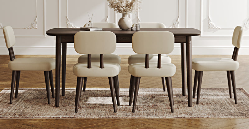 Lyno 97x160 Cm Sabit Yemek Masası Takımı (6Lı Roa) - Performans Kadife