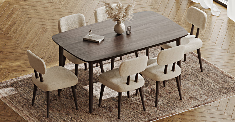 Lyno 97x160 Cm Sabit Yemek Masası Takımı (6Lı Roa) - Bukle