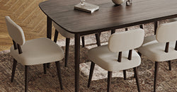 Lyno 97x160 Cm Sabit Yemek Masası Takımı (6Lı Roa) - Fitilli Kadife