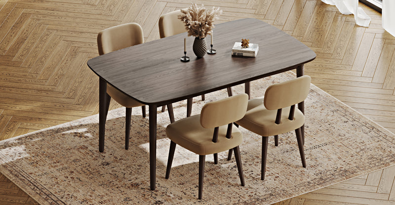 Lyno 97x160 Cm Sabit Yemek Masası Takımı (4 Roa Sandalye) - Performans Kadife