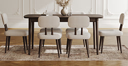 Lyno 97x160 Cm Sabit Yemek Masası Takımı (6Lı Roa) - Keten