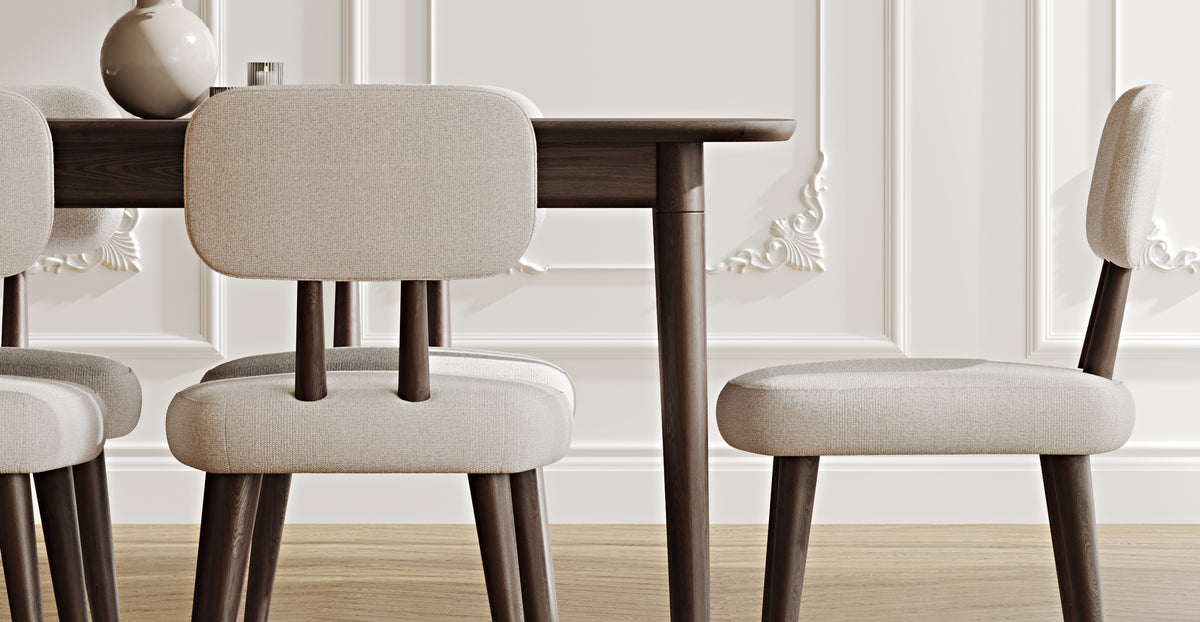 Lyno 97x160 Cm Sabit Yemek Masası Takımı (6Lı Roa) - Keten