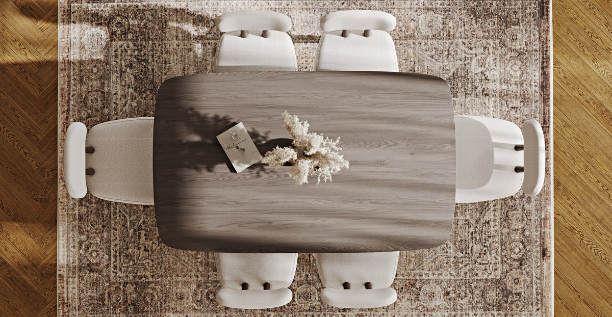 Lyno 97x160 Cm Sabit Yemek Masası Takımı (6Lı Roa) - Keten