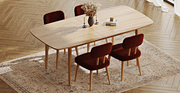 Lyno 97x160 Cm Açılır Yemek Masası Takımı (4 Roa Sandalye) - Kadife