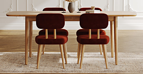 Lyno 97x160 Cm Açılır Yemek Masası Takımı (4 Roa Sandalye) - Kadife