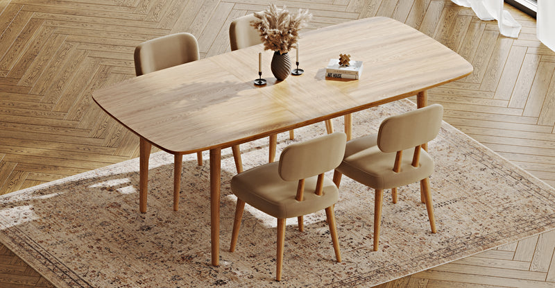 Lyno 97x160 Cm Açılır Yemek Masası Takımı (4 Roa Sandalye) - Performans Kadife