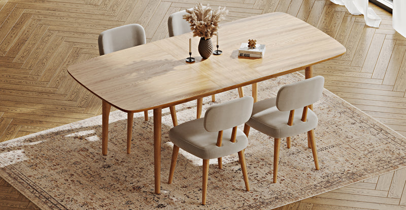 Lyno 97x160 Cm Açılır Yemek Masası Takımı (4 Roa Sandalye) - Performans Keten