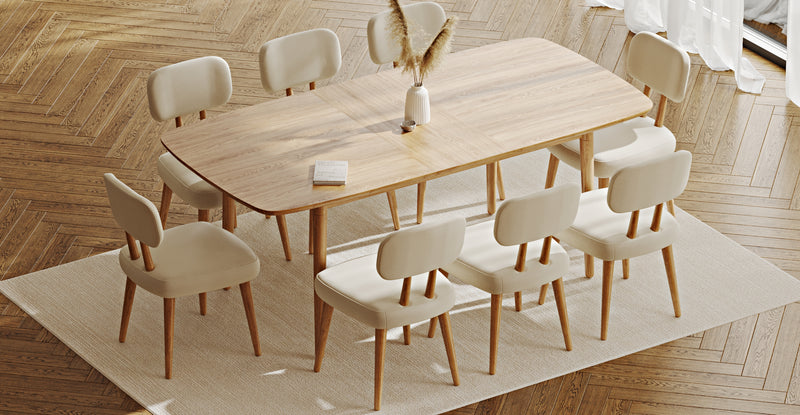Lyno 97x160 Cm Açılır Yemek Masası Takımı (8Li Roa) - Performans Kadife