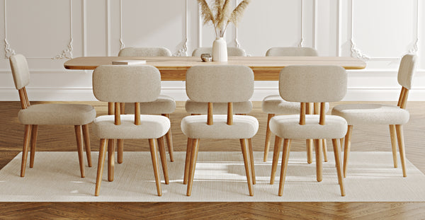 Lyno 97x160 Cm Açılır Yemek Masası Takımı (8Li Roa) - Bukle