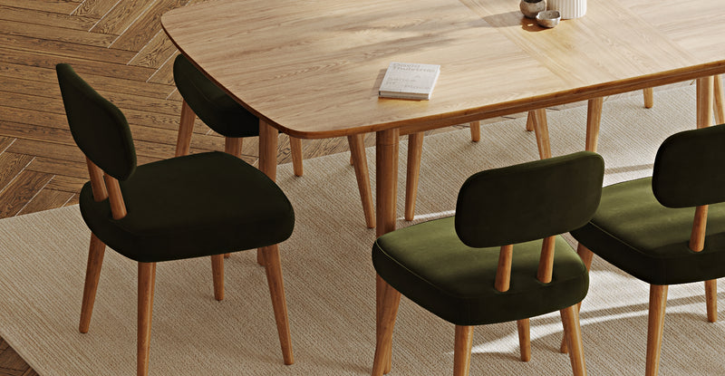 Lyno 97x160 Cm Açılır Yemek Masası Takımı (8Li Roa) - Kadife