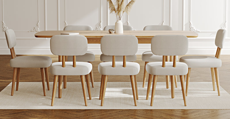 Lyno 97x160 Cm Açılır Yemek Masası Takımı (8Li Roa) - Fitilli Kadife