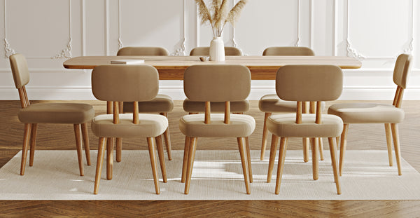 Lyno 97x160 Cm Açılır Yemek Masası Takımı (8Li Roa) - Performans Kadife