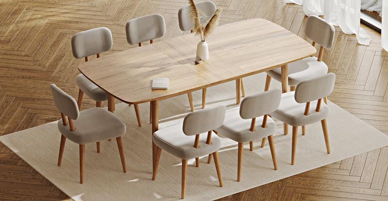 Lyno 97x160 Cm Açılır Yemek Masası Takımı (8Li Roa) - Performans Keten