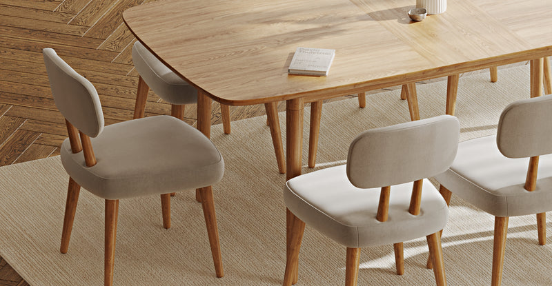 Lyno 97x160 Cm Açılır Yemek Masası Takımı (8Li Roa) - Performans Keten