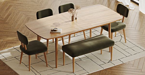 Lyno 97x160 Cm Açılır Yemek Masası Takımı (Bench&4Lü Roa) - Performans Keten