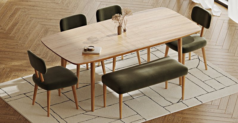 Lyno 97x160 Cm Açılır Yemek Masası Takımı (Bench&4Lü Roa) - Performans Keten