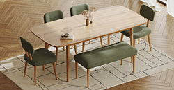 Lyno 97x160 Cm Açılır Yemek Masası Takımı (Bench&4Lü Roa) - Kadife