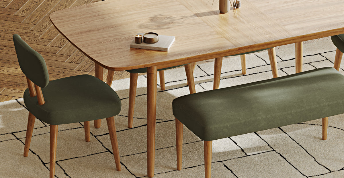 Lyno 97x160 Cm Açılır Yemek Masası Takımı (Bench&4Lü Roa) - Kadife