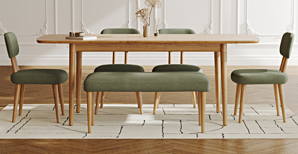 Lyno 97x160 Cm Açılır Yemek Masası Takımı (Bench&4Lü Roa) - Kadife