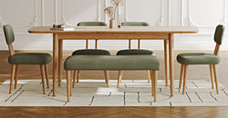 Lyno 97x160 Cm Açılır Yemek Masası Takımı (Bench&4Lü Roa) - Kadife