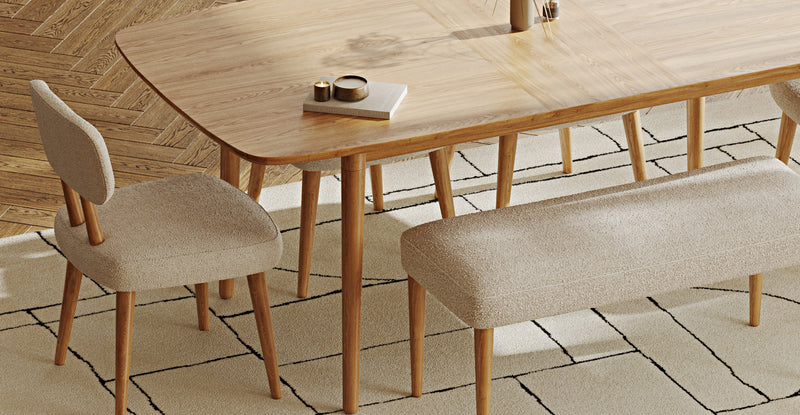 Lyno 97x160 Cm Açılır Yemek Masası Takımı (Bench&4Lü Roa) - Bukle