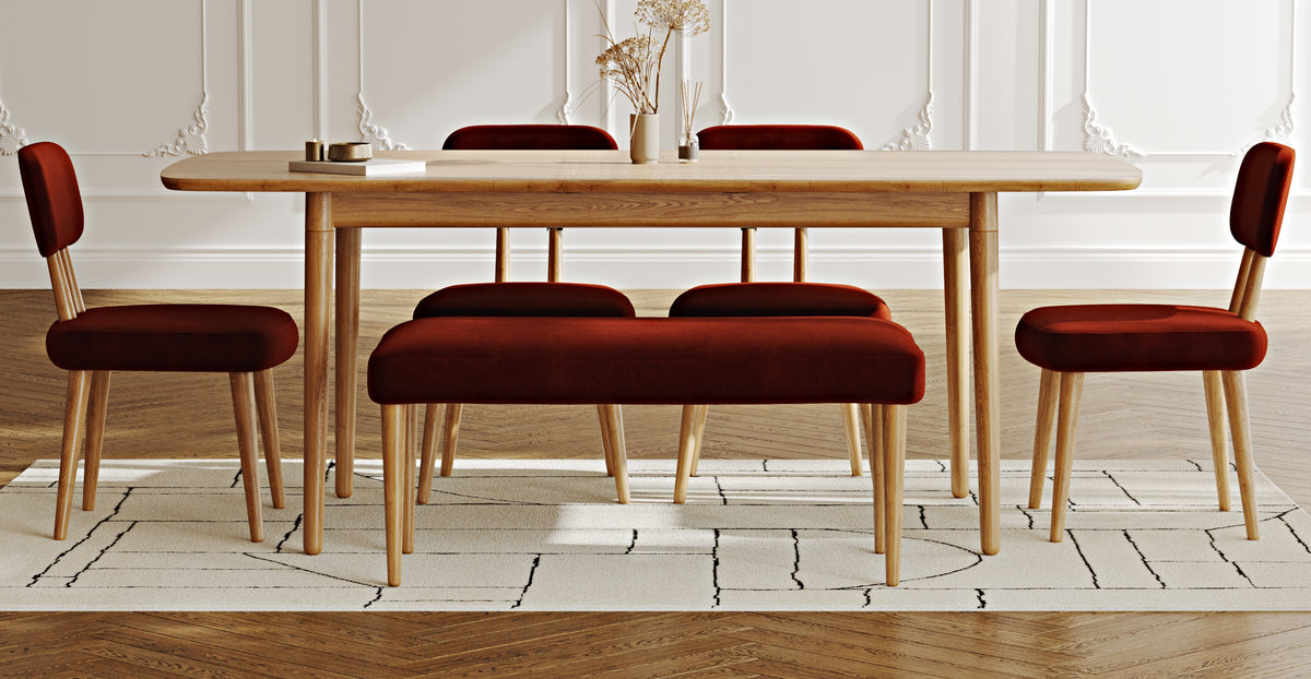 Lyno 97x160 Cm Açılır Yemek Masası Takımı (Bench&4Lü Roa) - Kadife