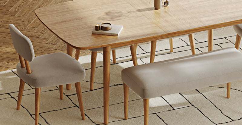 Lyno 97x160 Cm Açılır Yemek Masası Takımı (Bench&4Lü Roa) - Performans Keten
