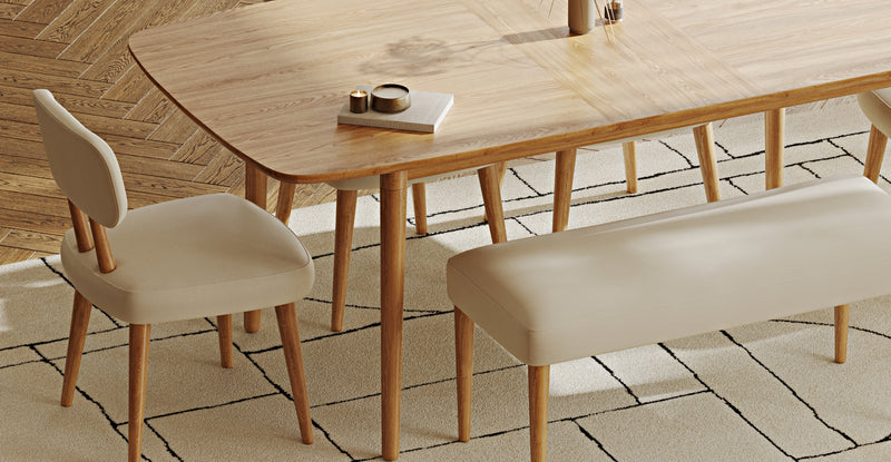 Lyno 97x160 Cm Açılır Yemek Masası Takımı (Bench&4Lü Roa) - Performans Kadife