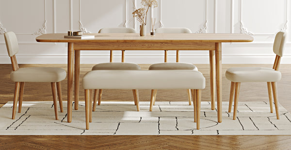 Lyno 97x160 Cm Açılır Yemek Masası Takımı (Bench&4Lü Roa) - Performans Kadife