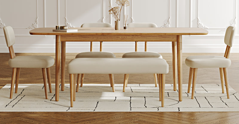 Lyno 97x160 Cm Açılır Yemek Masası Takımı (Bench&4Lü Roa) - Performans Kadife