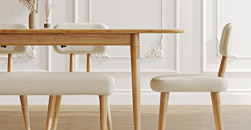 Lyno 97x160 Cm Açılır Yemek Masası Takımı (Bench&4Lü Roa) - Performans Kadife