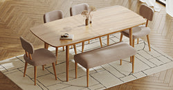 Lyno 97x160 Cm Açılır Yemek Masası Takımı (Bench&4Lü Roa) - Kadife