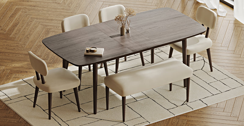 Lyno 97x160 Cm Açılır Yemek Masası Takımı (Bench&4Lü Roa) - Performans Kadife